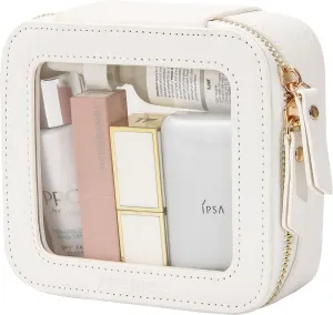 Aveniee Clear Makeup Bag Small, Mini Travel Toiletry Bag Cosmetic Bags Organizer, TSA Approved Clear Makeup Case Pouch with Zipper, Car Essentials for Women Men,White