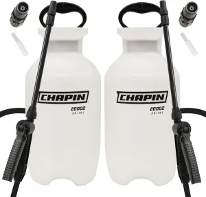 Chapin 20024: Value Pack, 2-Pack, 2-Gallon SureSpray Lawn and Garden Poly Tank Sprayer with Anti-Clog Filter for Fertilizers, Herbicides and Pesticides, Translucent White