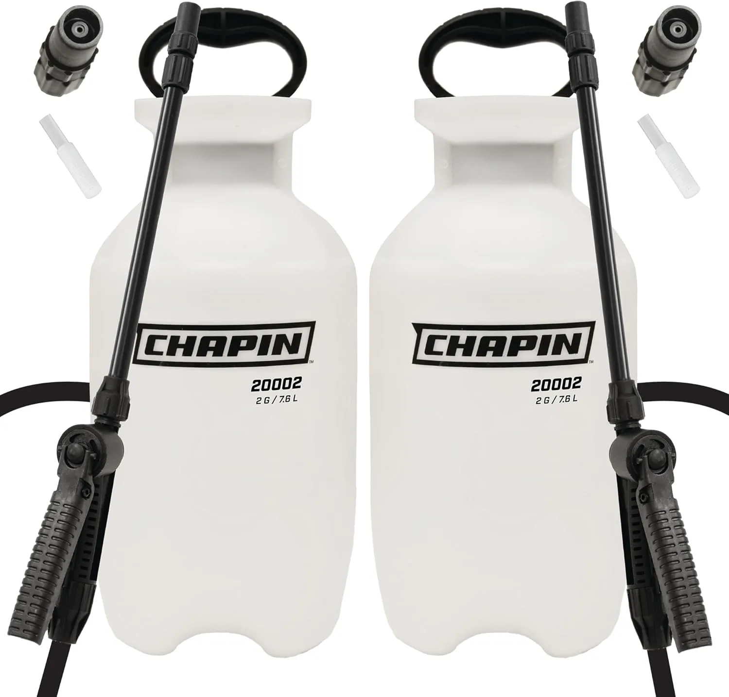 Chapin 20024: Value Pack, 2-Pack, 2-Gallon SureSpray Lawn and Garden Poly Tank Sprayer with Anti-Clog Filter for Fertilizers, Herbicides and Pesticides, Translucent White