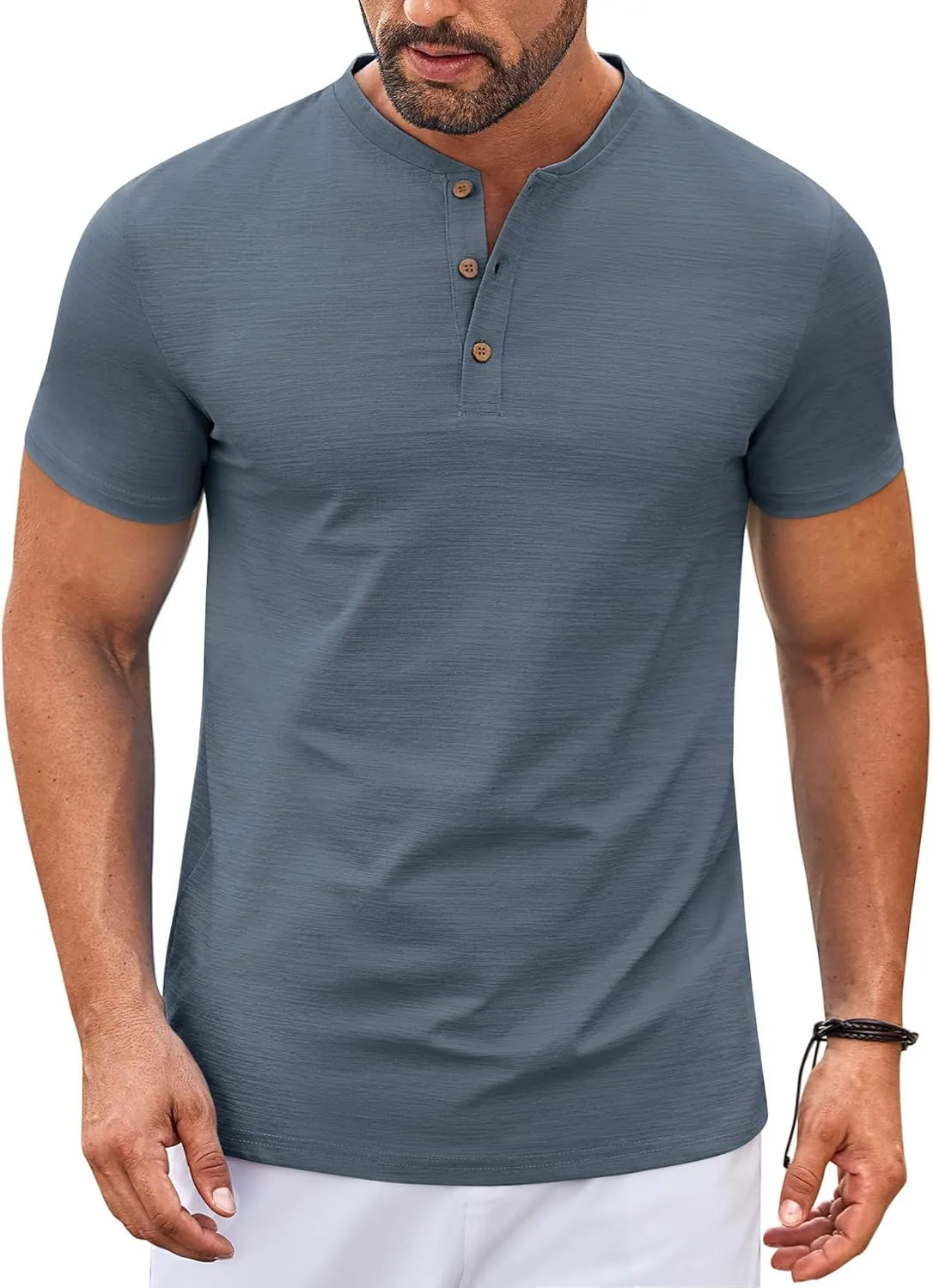 COOFANDY Mens Henley Shirts Short Sleeve Casual Button Down Shirts Lightweight Summer Basic Tee