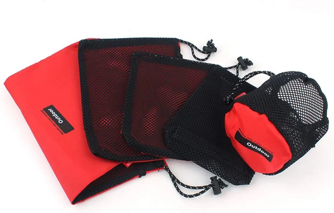 Drawstring Bags/Pouch/Ditty/Mesh-Stuff-Sack for Camping/Travel Cord/Bag - Storage 5-in-1 Travel Use Nylon 5 Pieces