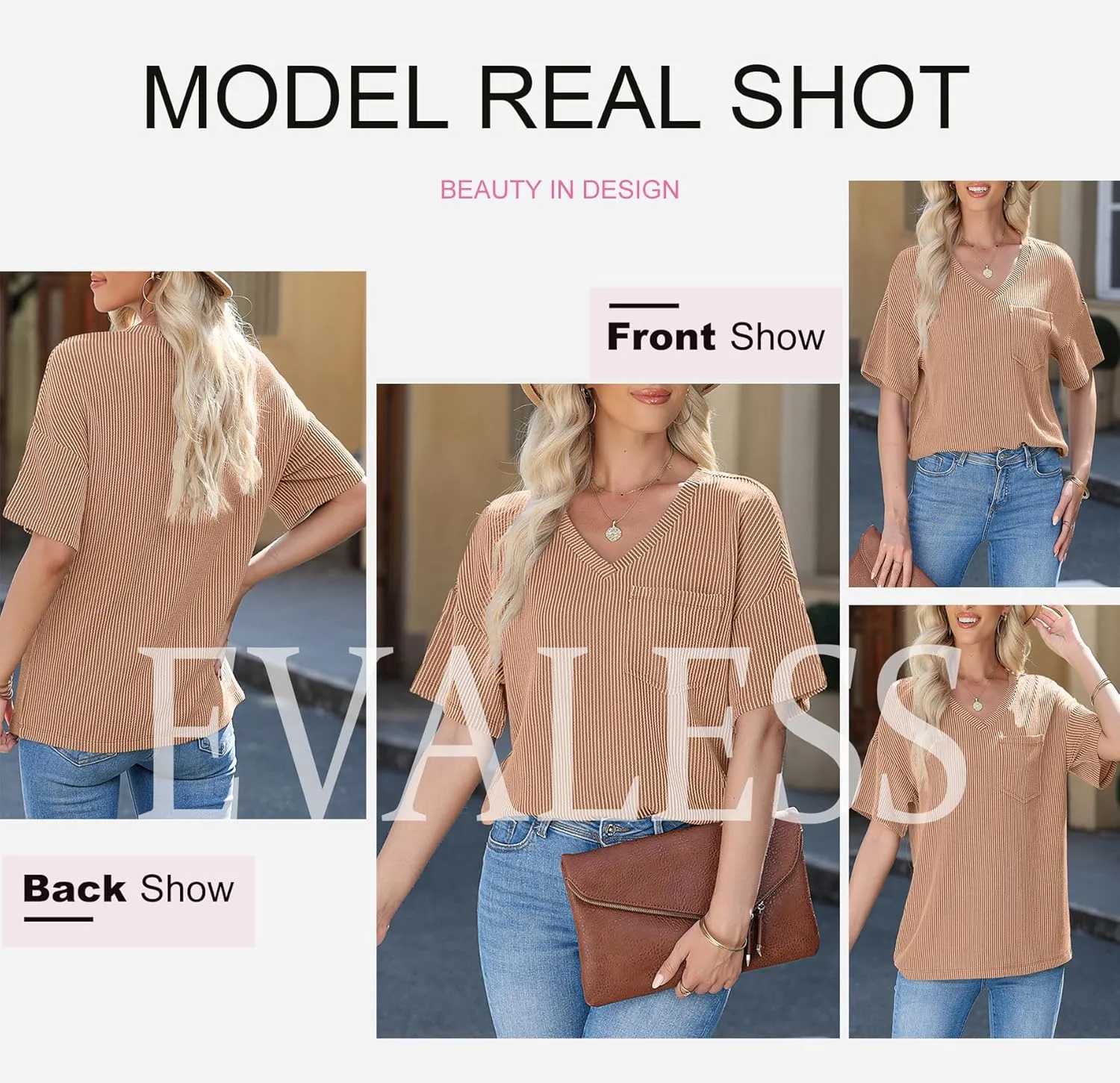 EVALESS Womens Summer Tops Oversized T Shirts Short Sleeve Blouses for Women Dressy Casual Work Outfits