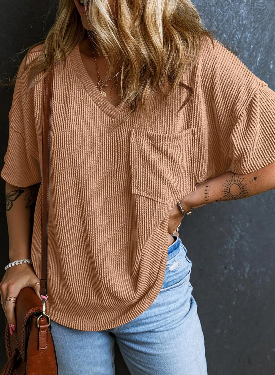 EVALESS Womens Summer Tops Oversized T Shirts Short Sleeve Blouses for Women Dressy Casual Work Outfits