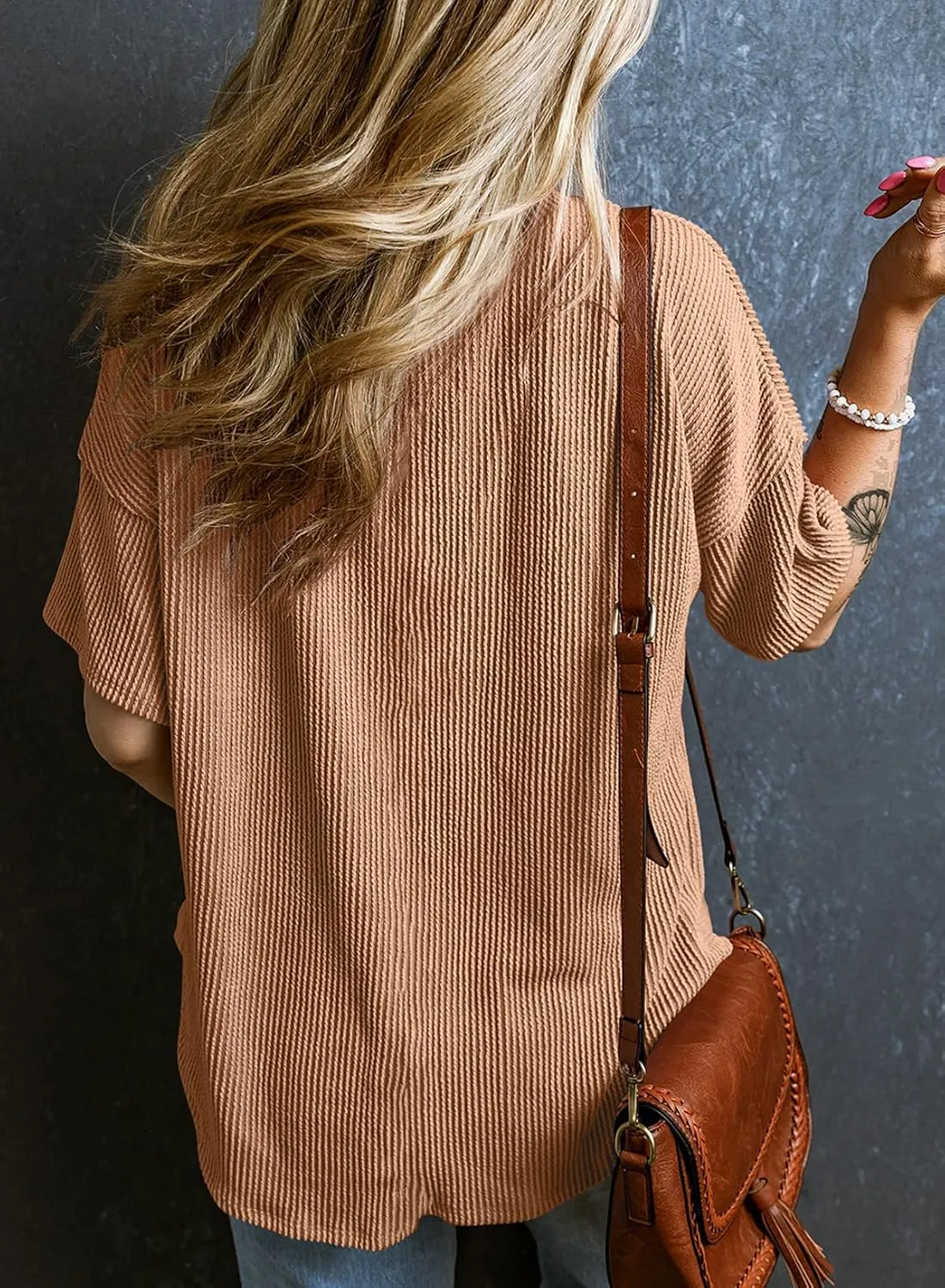 EVALESS Womens Summer Tops Oversized T Shirts Short Sleeve Blouses for Women Dressy Casual Work Outfits