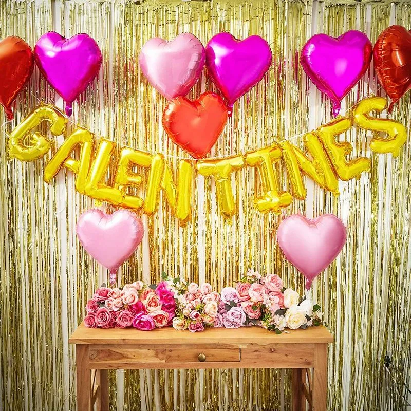 Galentine's Balloons and Hearts for Valentine's Party Decor (4 Colors, 19 Pack)