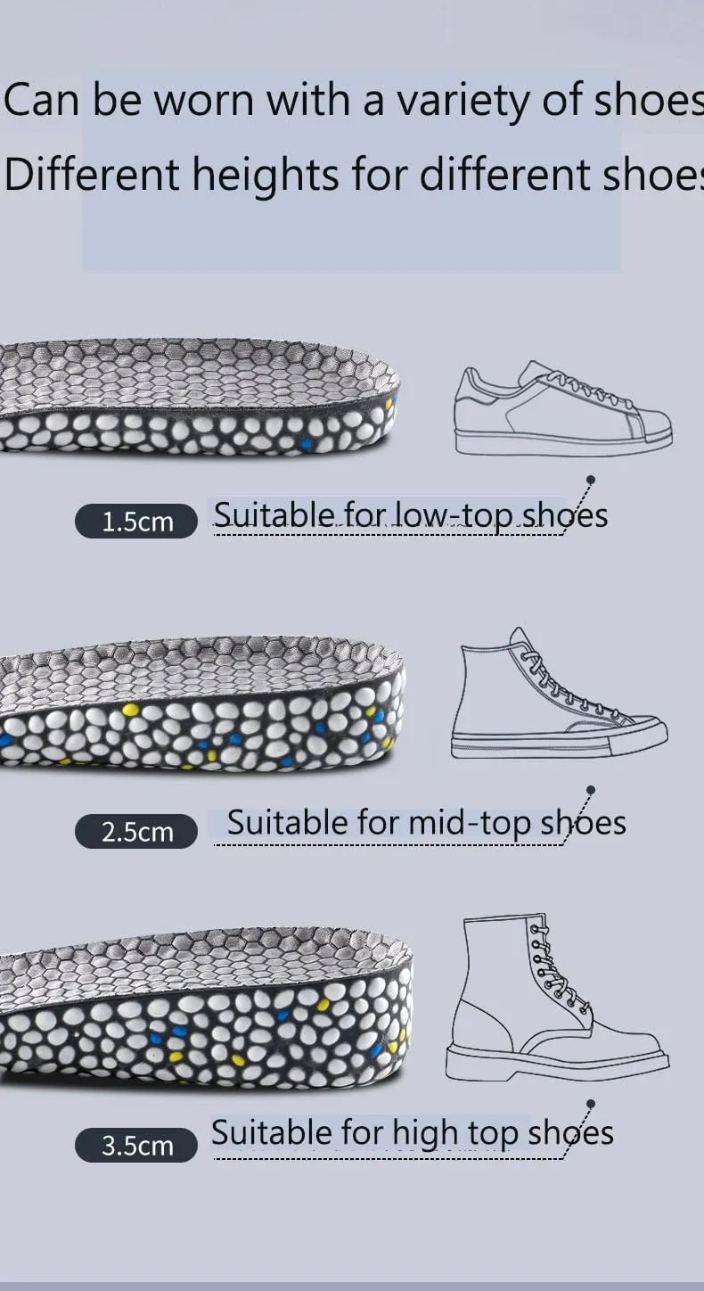 Height Increase Insoles, Orthopedic High Pads, Heel Lift Cushion for Men Women, Height Increasing Shoes Inserts (Black-3.5 cm, Men 8-8.5/Women 9.5-10)
