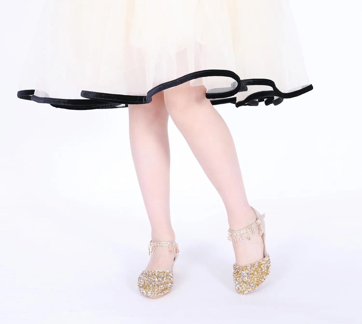 LFHT Little Kids Girls Dress Pumps Glitter Sequins Princess Low Heels Mary Jane Party Dance Shoes Rhinestone Sandals