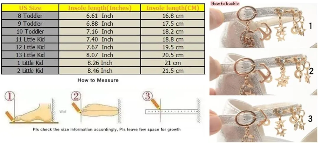 LFHT Little Kids Girls Dress Pumps Glitter Sequins Princess Low Heels Mary Jane Party Dance Shoes Rhinestone Sandals