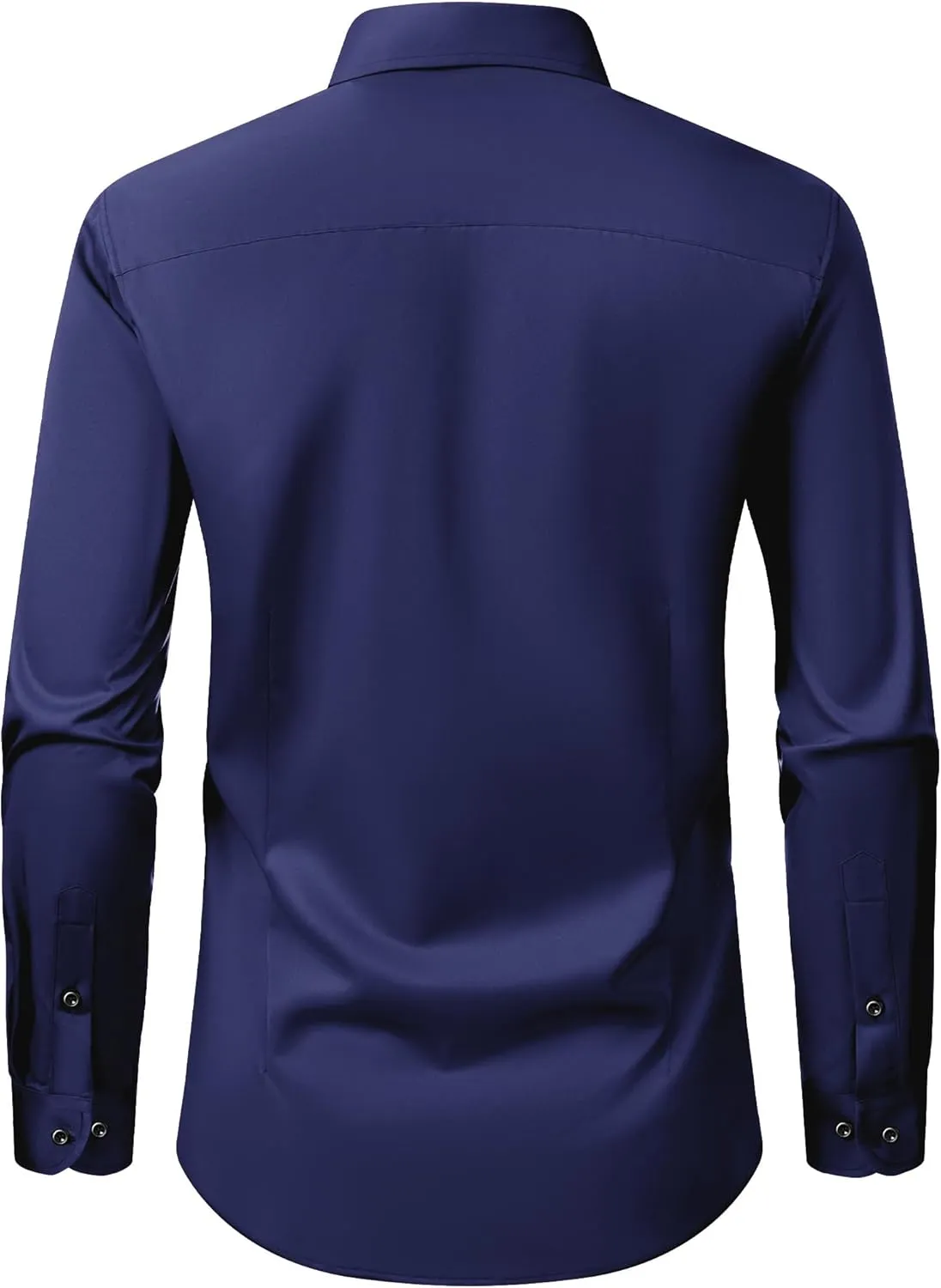 Men's Dress Shirts Long Sleeve Stretch Wrinkle Free Slim Fit Wedding Formal Button Down Shirt