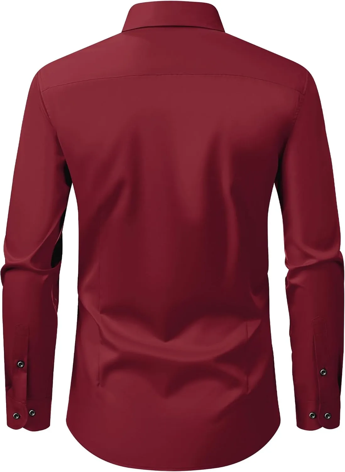 Men's Dress Shirts Long Sleeve Stretch Wrinkle Free Slim Fit Wedding Formal Button Down Shirt