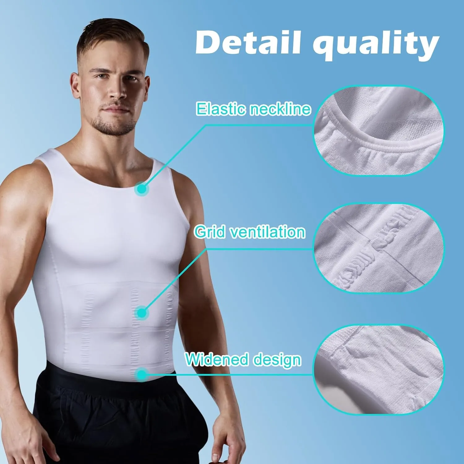 Mens Slimming Body Shaper Vest, Gynecomastia Compression Shirts, Tummy Control Undershirts