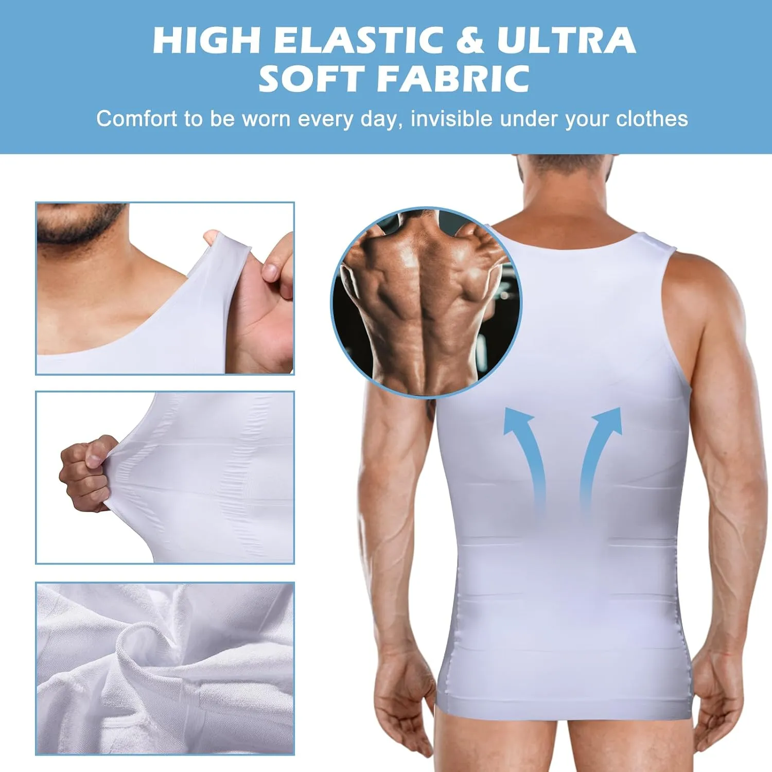 Mens Slimming Body Shaper Vest, Gynecomastia Compression Shirts, Tummy Control Undershirts