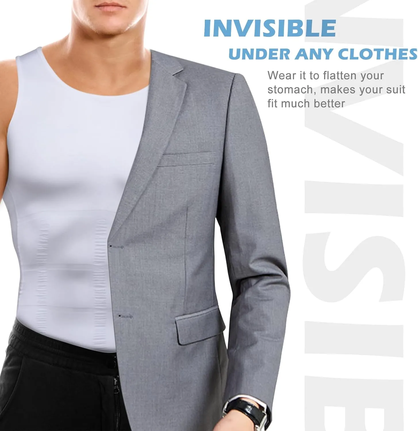 Mens Slimming Body Shaper Vest, Gynecomastia Compression Shirts, Tummy Control Undershirts