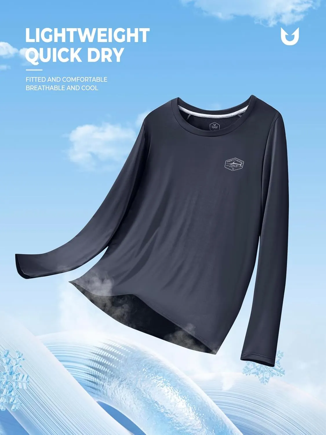 NORTHYARD Men's UPF 50  Sun Protection Shirts Long Sleeve Swim Beach Rash Guard SPF Quick Dry Lightweight UV Fishing T-Shirt