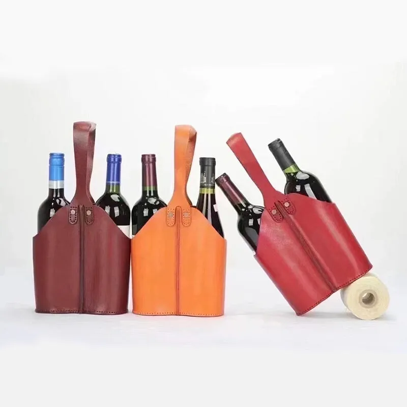 Vintage Vegetable Tanned Cowhide Leather Red Wine Holster