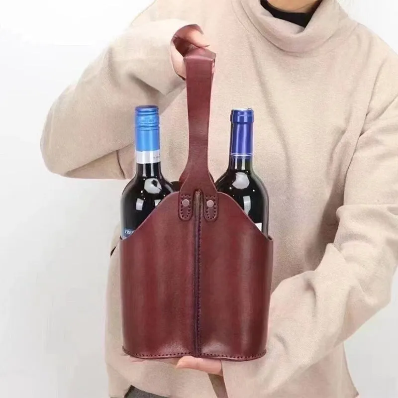 Vintage Vegetable Tanned Cowhide Leather Red Wine Holster